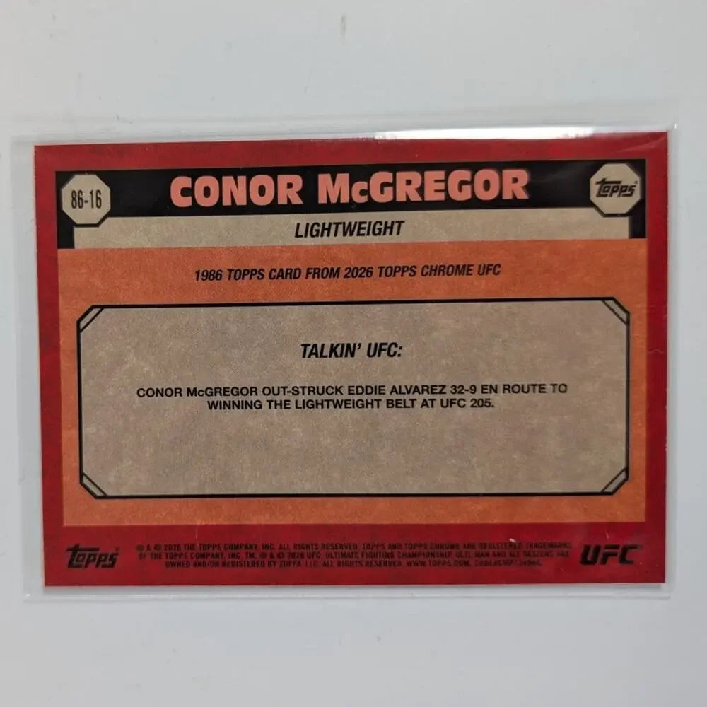 2026 Topps Chrome UFC Conor McGregor 1986 Lightweight Insert #86-16